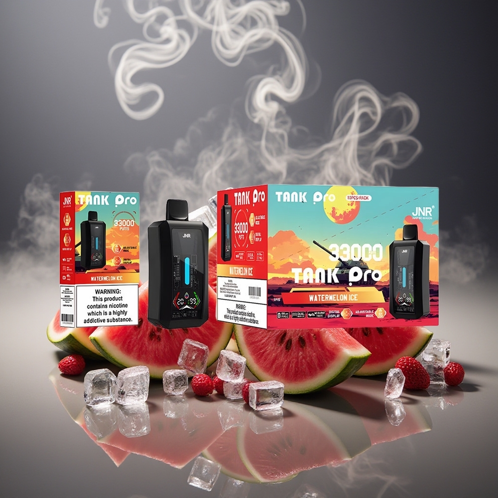 Partihandel Sverige JNR Tank Pro 33000 Puffs Vattenmelon Is Digital Display Dual Mesh Coil