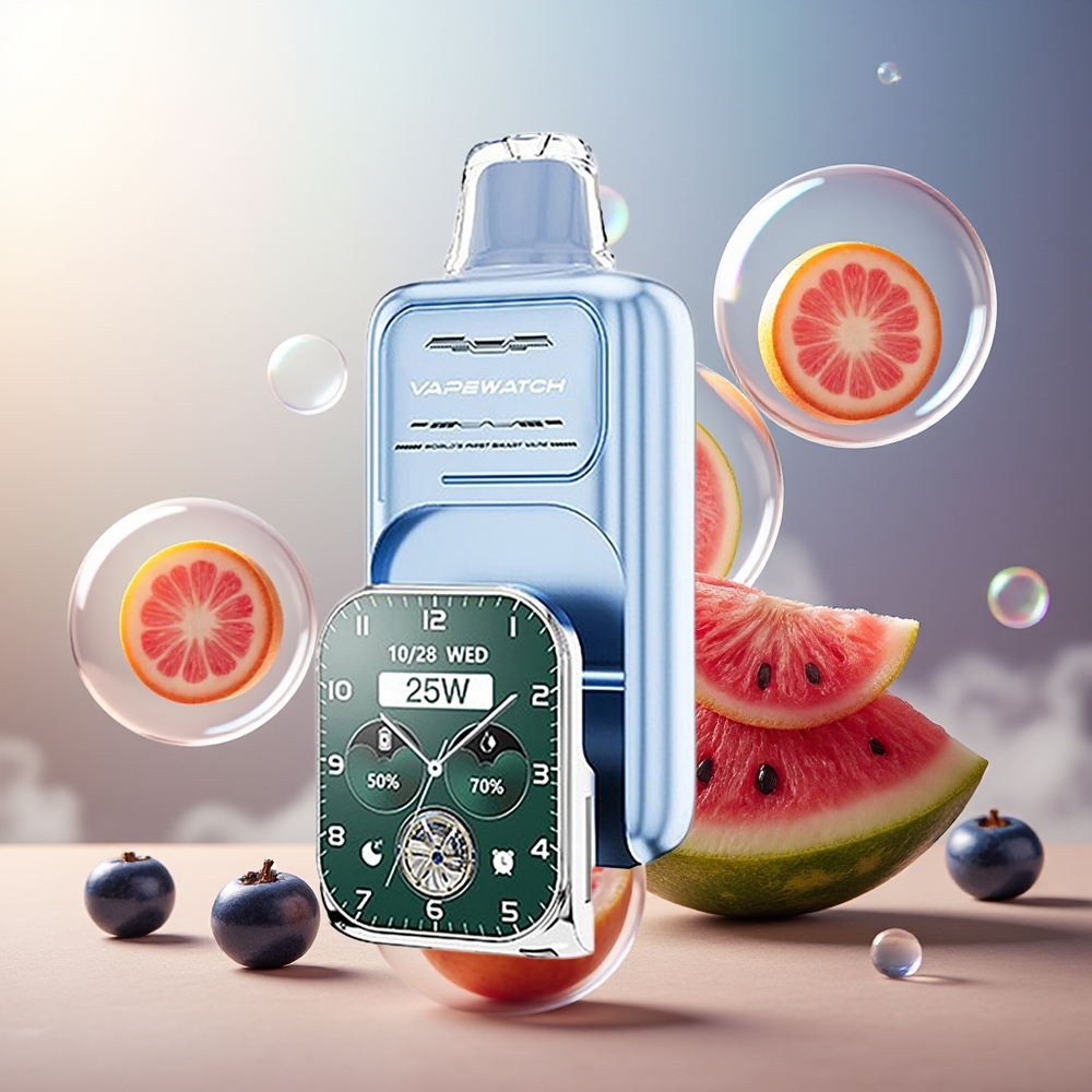 Partihandel Sverige JNR VapeWatch 30000 Blåbär Vattenmelon 1000mAh 19mL 5% Dual Mesh Type-C