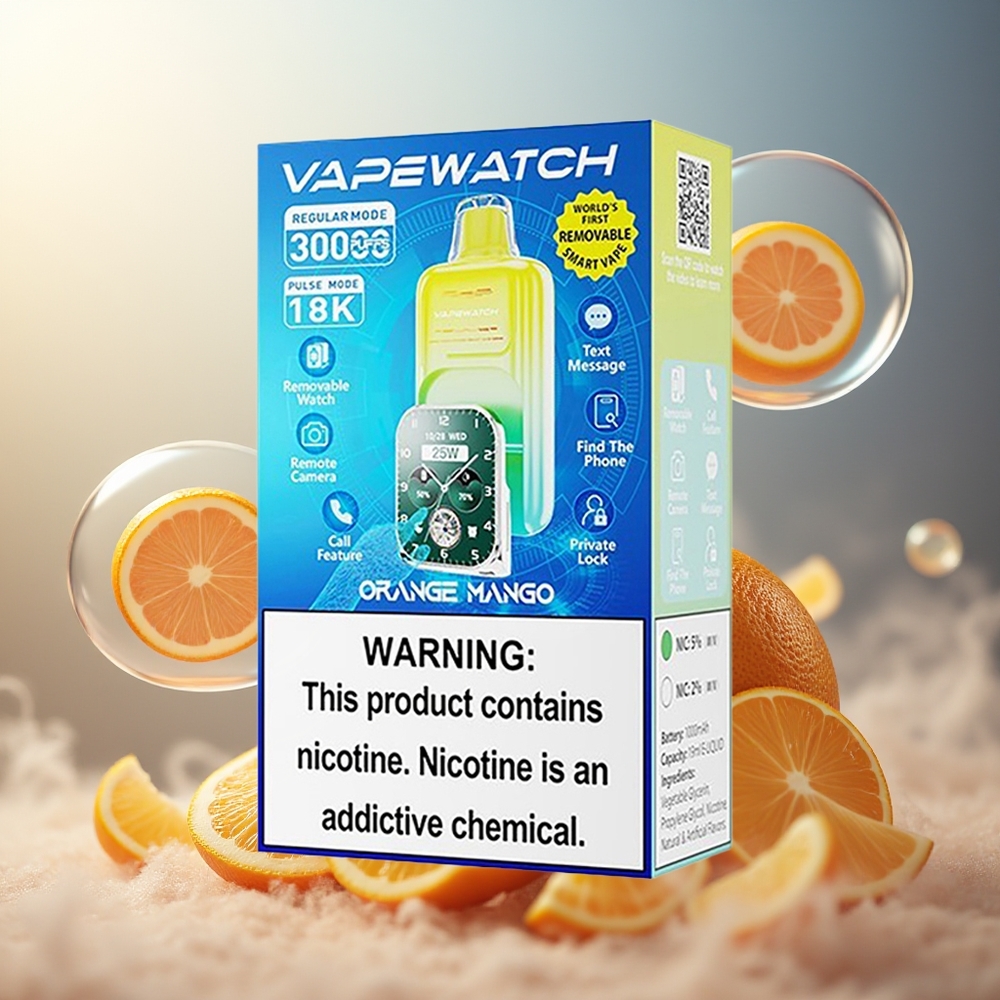 Partihandel Sverige JNR VapeWatch 30000 Puffs Dual Mesh 19mL Apelsin Mango