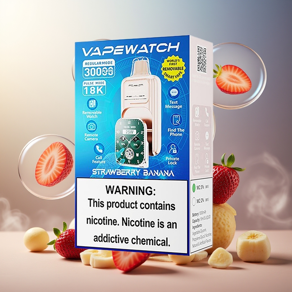 Partihandel Sverige JNR VapeWatch 30000 Puffs Jordgubb Banan 1000mAh 19mL 5%