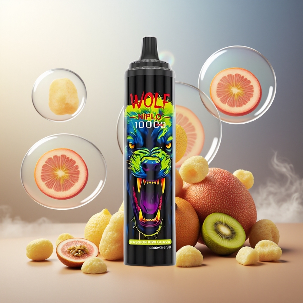 Partihandel Sverige JNR Wolf Niplo 10000 Puffs 20ml 650mAh Type-C Passionfrukt Guava