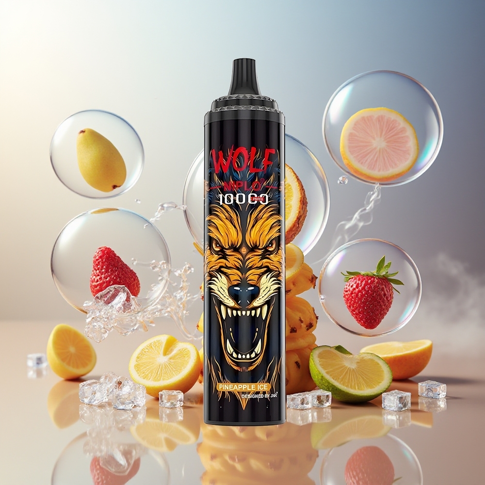 Partihandel Sverige JNR Wolf Niplo 10000 Puffs Ananas Is 1.0 Ohm Mesh 650mAh 20ml Type-C
