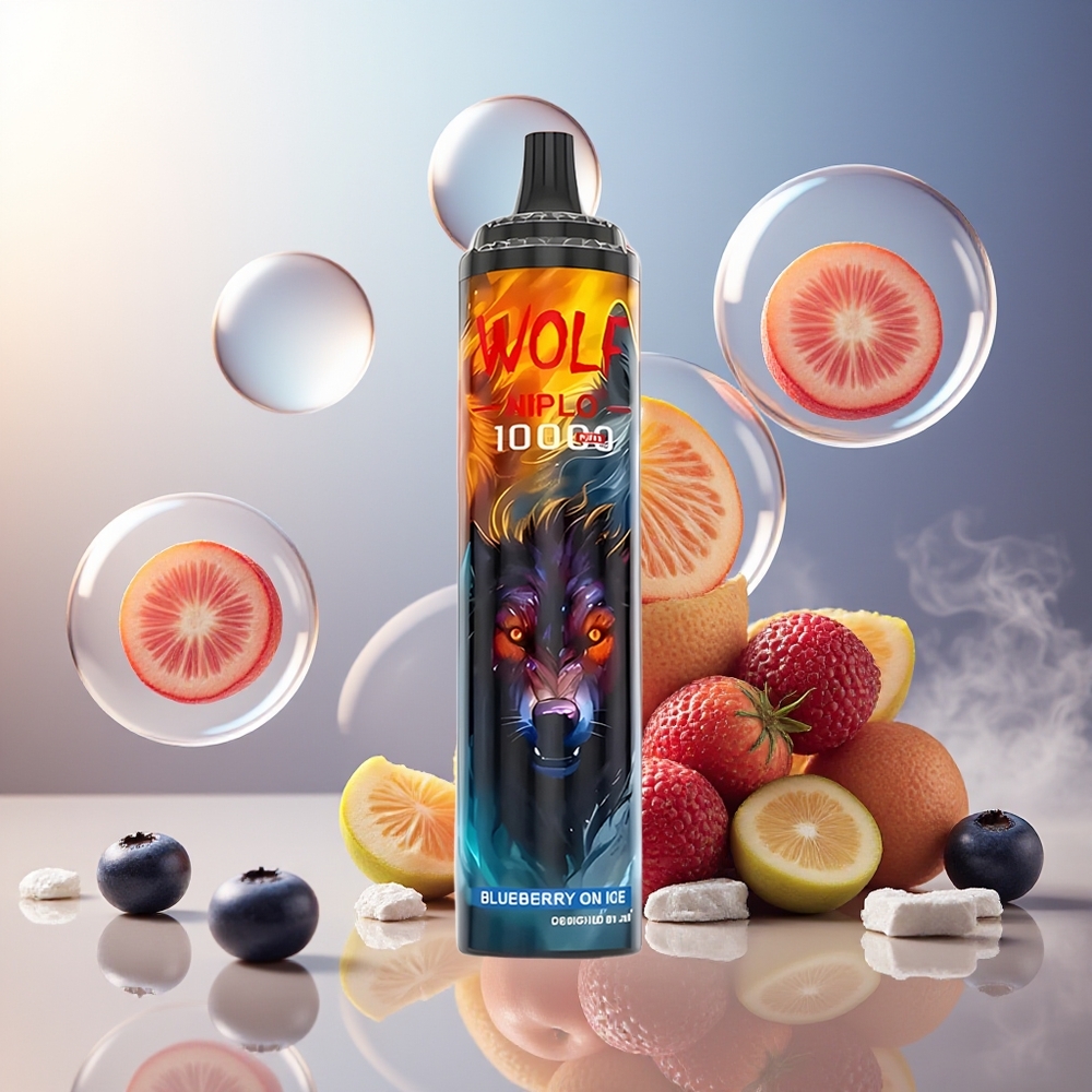 Partihandel Sverige JNR Wolf Niplo 10000 Puffs Blåbär Is 1.0 Ohm Mesh 650mAh 20ml Type-C