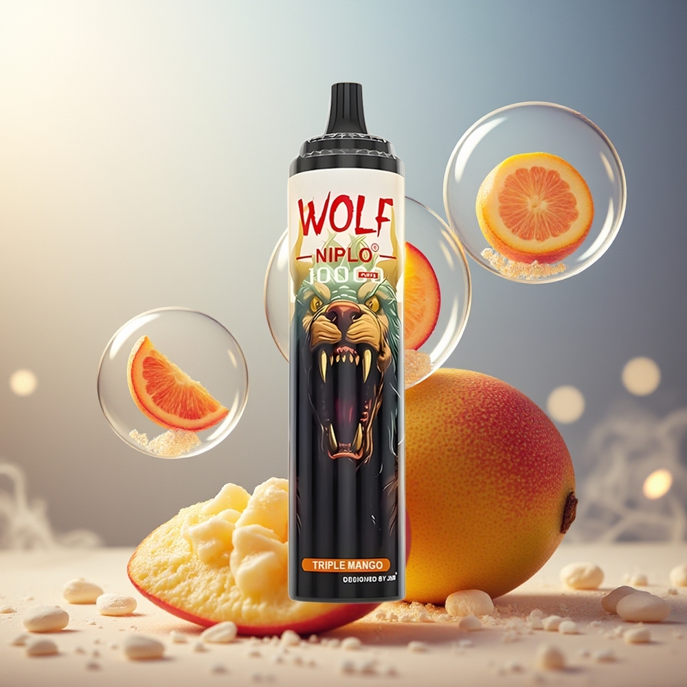 Partihandel Sverige JNR Wolf Niplo 10000 Puffs Engångsvape Trippel Mango 1.0 Ohm Mesh 20ml