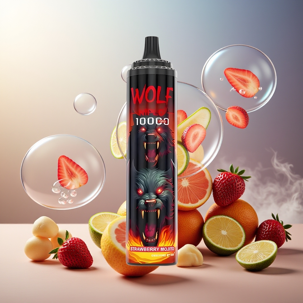 Partihandel Sverige JNR Wolf Niplo 10000 Puffs Jordgubb Mojito 1.0 Ohm Mesh 650mAh 20ml 0%/2%/5% Type-C