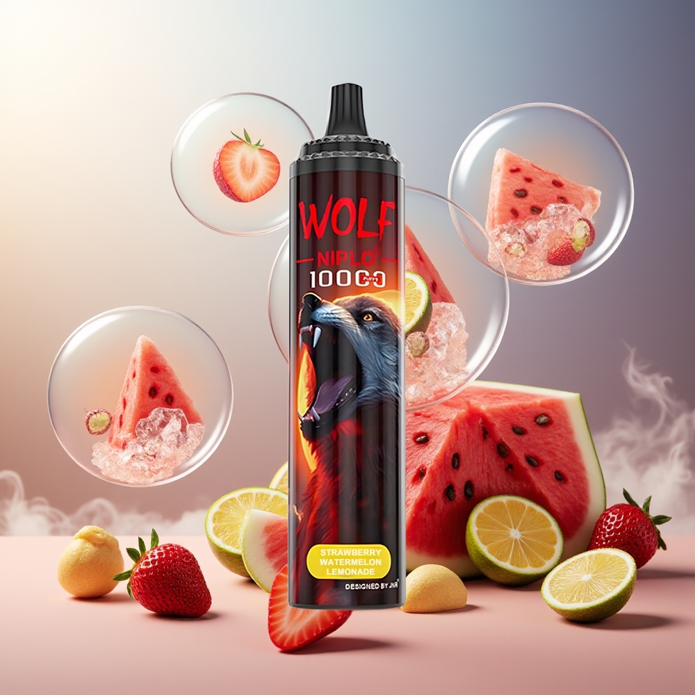 Partihandel Sverige JNR Wolf Niplo 10000 Puffs Jordgubb Vattenmelon Lemonad 1.0 Ohm 650mAh 20ml Type-C