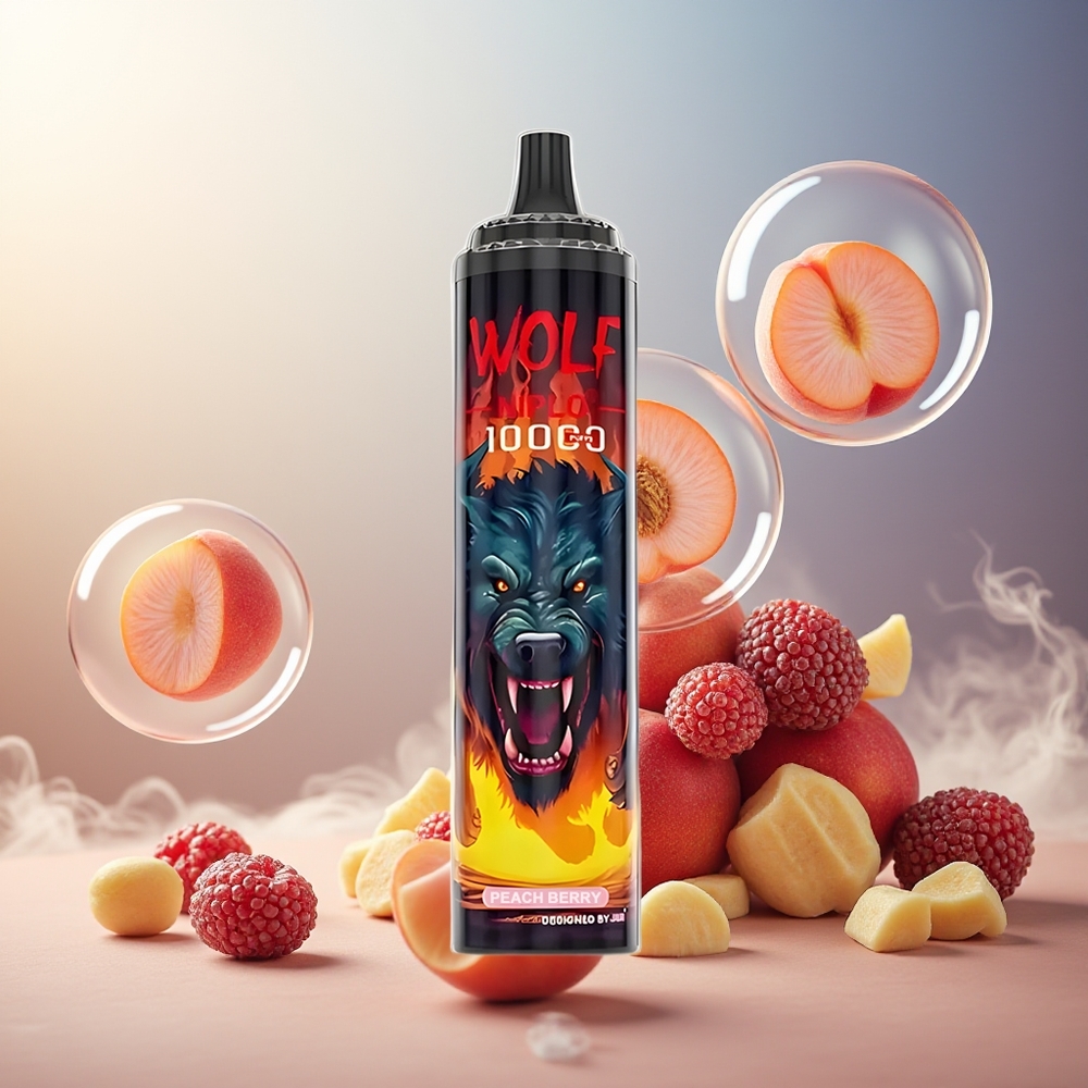 Partihandel Sverige JNR Wolf Niplo 10000 Puffs Persika Bär 1.0 Ohm Mesh 20ml Type-C