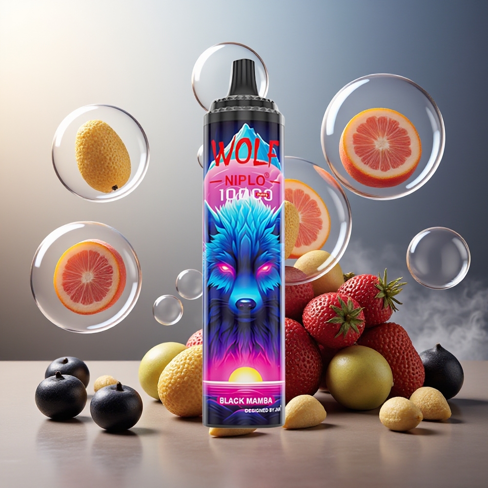 Partihandel Sverige JNR Wolf Niplo 10000 Puffs Svart Mamba 1.0 Ohm Mesh 650mAh 20ml Type-C