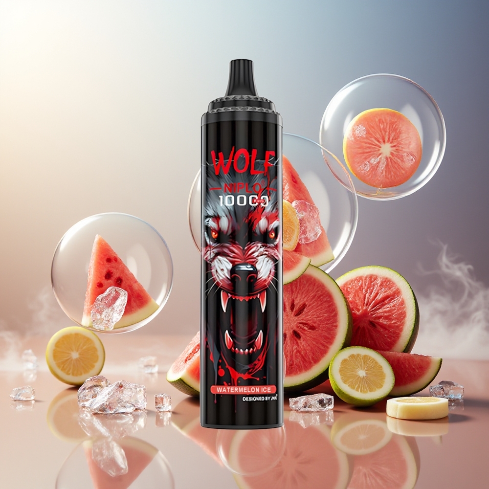 Partihandel Sverige JNR Wolf Niplo 10000 Puffs Vattenmelon Is 1.0 Ohm Mesh 650mAh 20ml Type-C