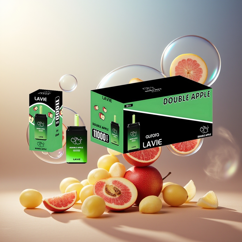 Partihandel Sverige Lavie Aurora 11000 Puffs Engångs Vape Dubbel Äpple 22ML Type C