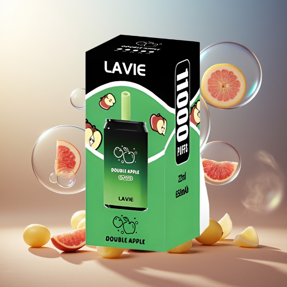 Partihandel Sverige Lavie Aurora 11000 Puffs Engångs Vape Dubbel Äpple 22ML Type C
