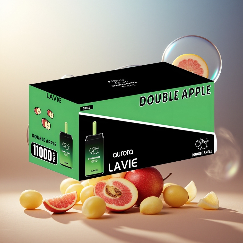 Partihandel Sverige Lavie Aurora 11000 Puffs Engångs Vape Dubbel Äpple 22ML Type C