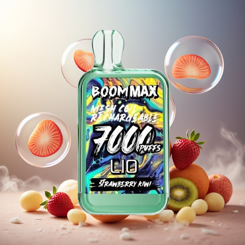 Partihandel Sverige LIO BOOM MAX 7000 Puffs Engångs Vape Jordgubb Kiwi 650mAh