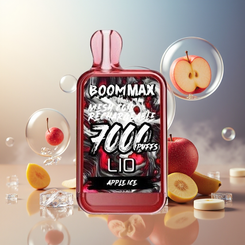 Partihandel Sverige LIO BOOM MAX 7000 Puffs Engångs Vape Äpple Is 15ml 650mAh