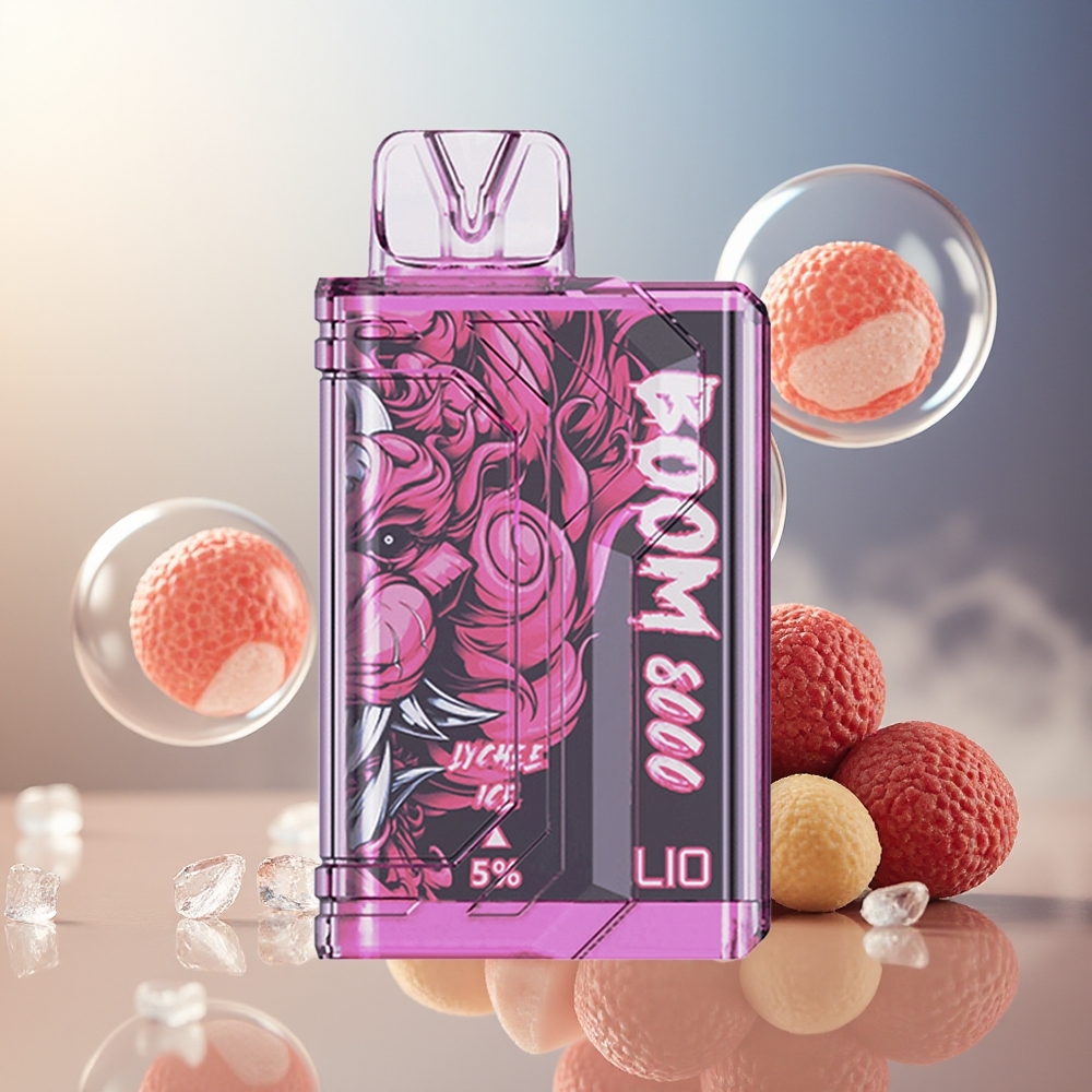 Partihandel Sverige LIO BOOM PRO 8000 Puffs Engångs Vape Litchi Is 15ml 5% Mesh Coil 650mAh