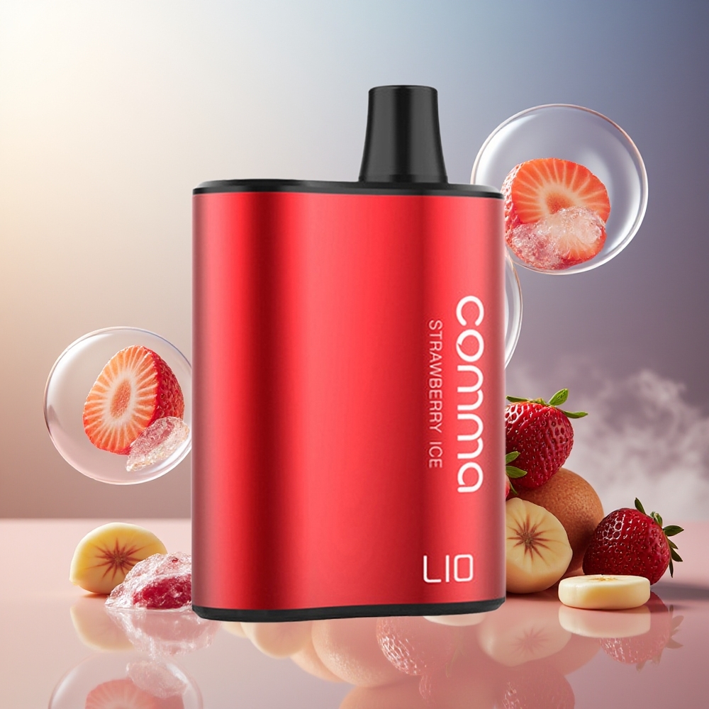 Partihandel Sverige LIO COMMA 5000 Puffs Engångs Vape Jordgubb Is 15ml 900mAh