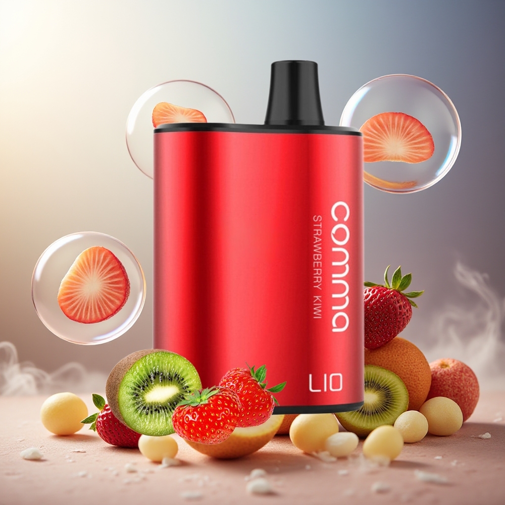 Partihandel Sverige LIO COMMA 5000 Puffs Engångs Vape Jordgubb Kiwi 15ml 900mAh