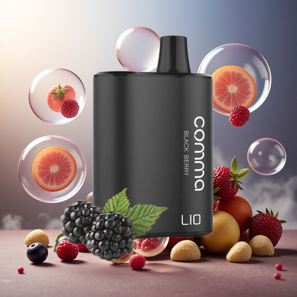 Partihandel Sverige LIO COMMA 5000 Puffs Engångsvape Svart Björnbär 15ml 900mAh