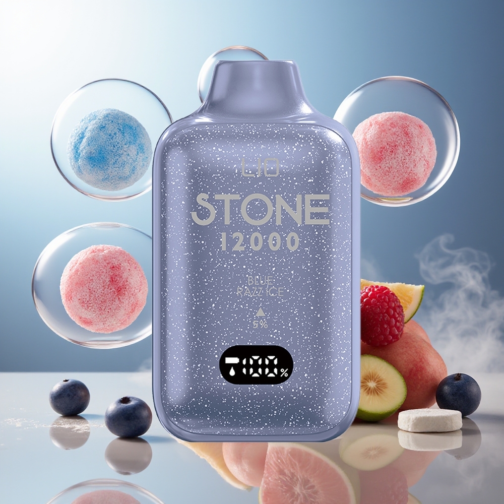 Partihandel Sverige LIO Stone 12000 Puffs Blå Hallon Is 18ML 550mAh
