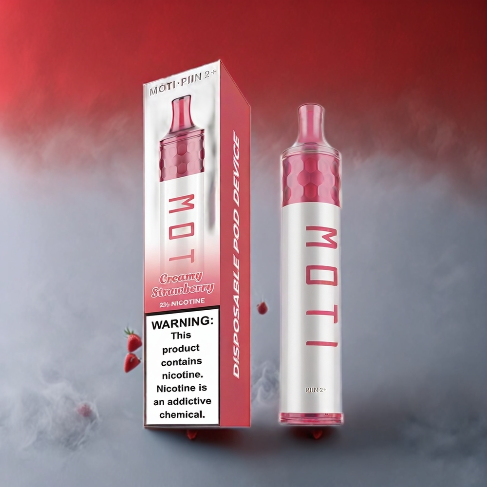 Partihandel Sverige MOTI PIIN 2+ 2000 Puffs Engångs Vape Krämig Jordgubb 6.0mL 50mg