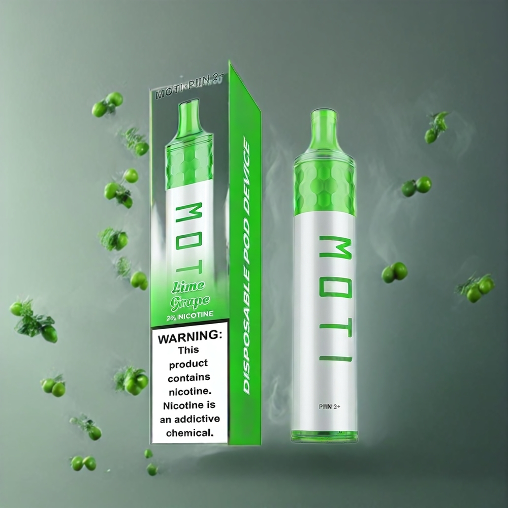 Partihandel Sverige MOTI PIIN 2+ 2000 Puffs Engångs Vape Lime Druva 50mg 6.0mL 950mAh