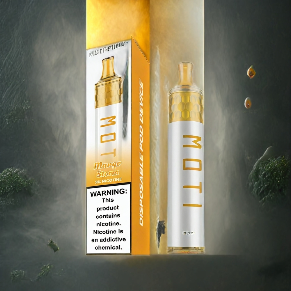 Partihandel Sverige MOTI PIIN 2+ 2000 Puffs Engångs Vape Mango Storm 50mg/mL 6.0mL Stål