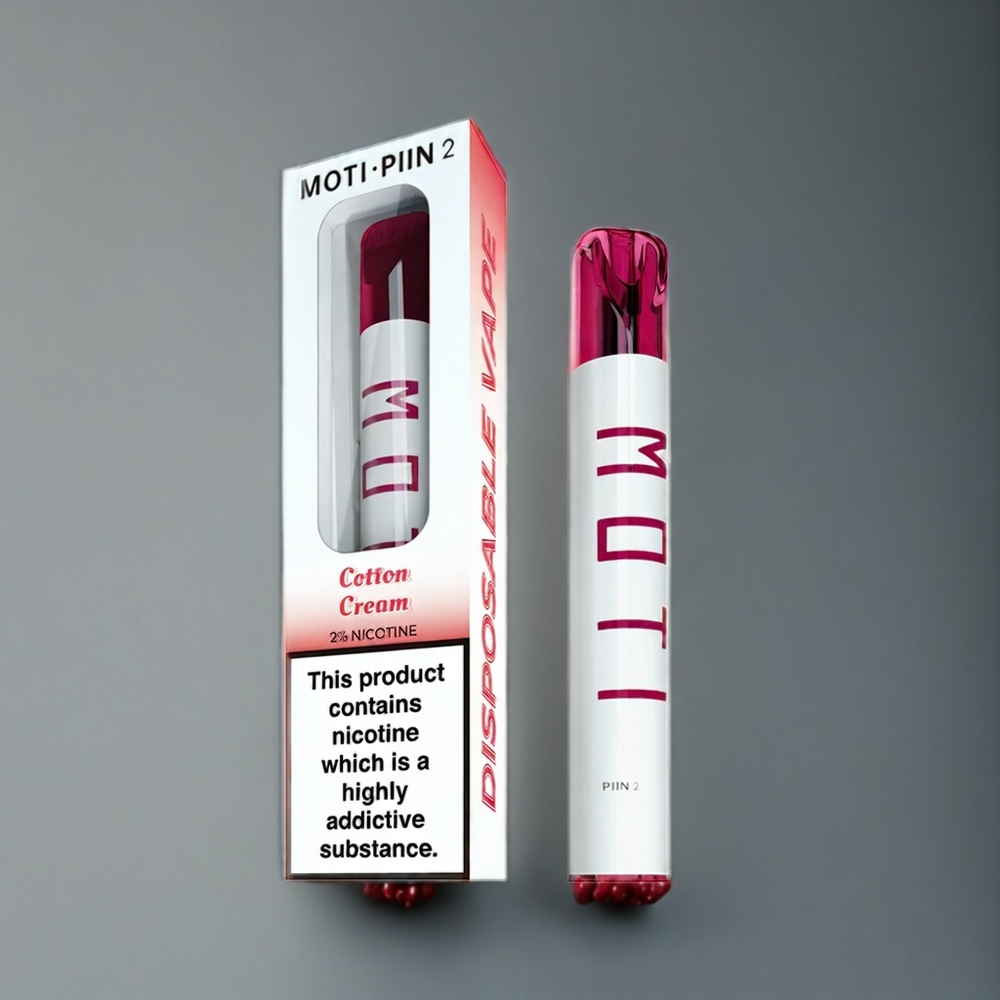 Partihandel Sverige MOTI PIIN 2 600 Puffs Engångs Vape Bomull Kräm 2.0mL 7.7W