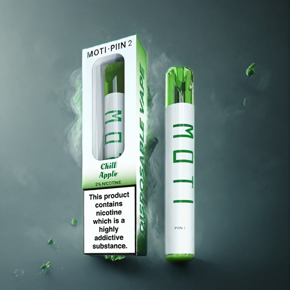 Partihandel Sverige MOTI PIIN 2 600 Puffs Engångs Vape Kylig Äpple 2% Nikotin 400mAh
