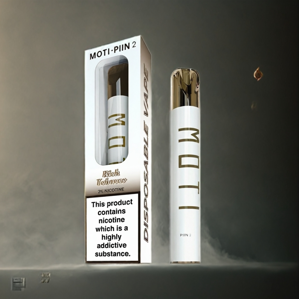 Partihandel Sverige MOTI PIIN 2 600 Puffs Engångs Vape Rik Tobak 2% Nikotin 2.0mL 400mAh