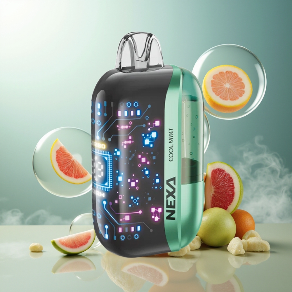 Partihandel Sverige NEXA Ultra 50000 20ml 800mah 5% Kylmynta 0.9ohm Dual Mesh 3D Skärm Typ-C
