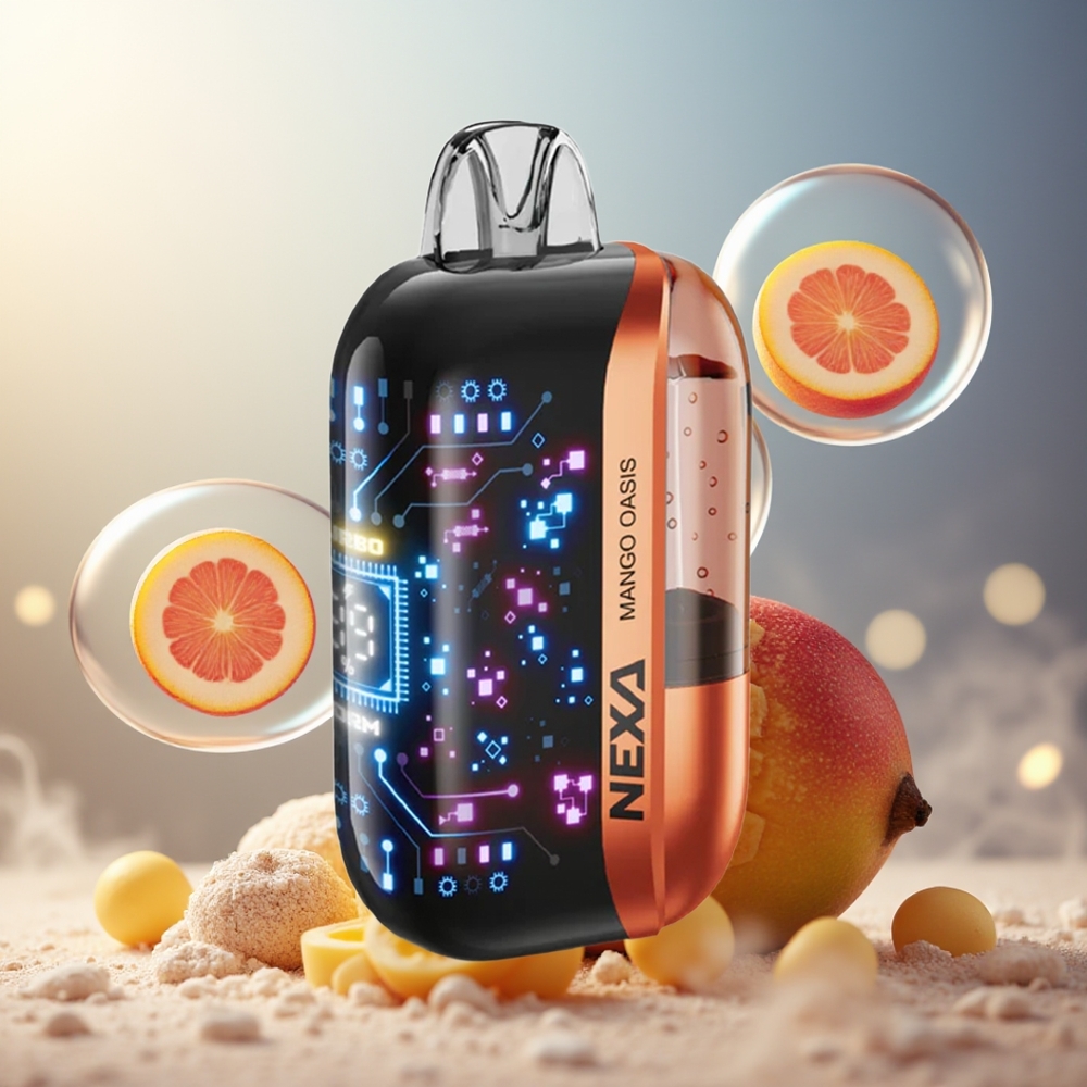 Partihandel Sverige NEXA Ultra 50000 Mango Oas 20ml 800mah 5% 0.9ohm 3D Skärm Typ-C
