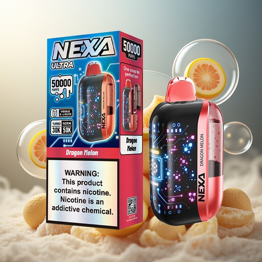 Partihandel Sverige NEXA Ultra 50000 Puffs Dragonmelon 20ml 800mah 5% 0.9ohm Typc-C 3D