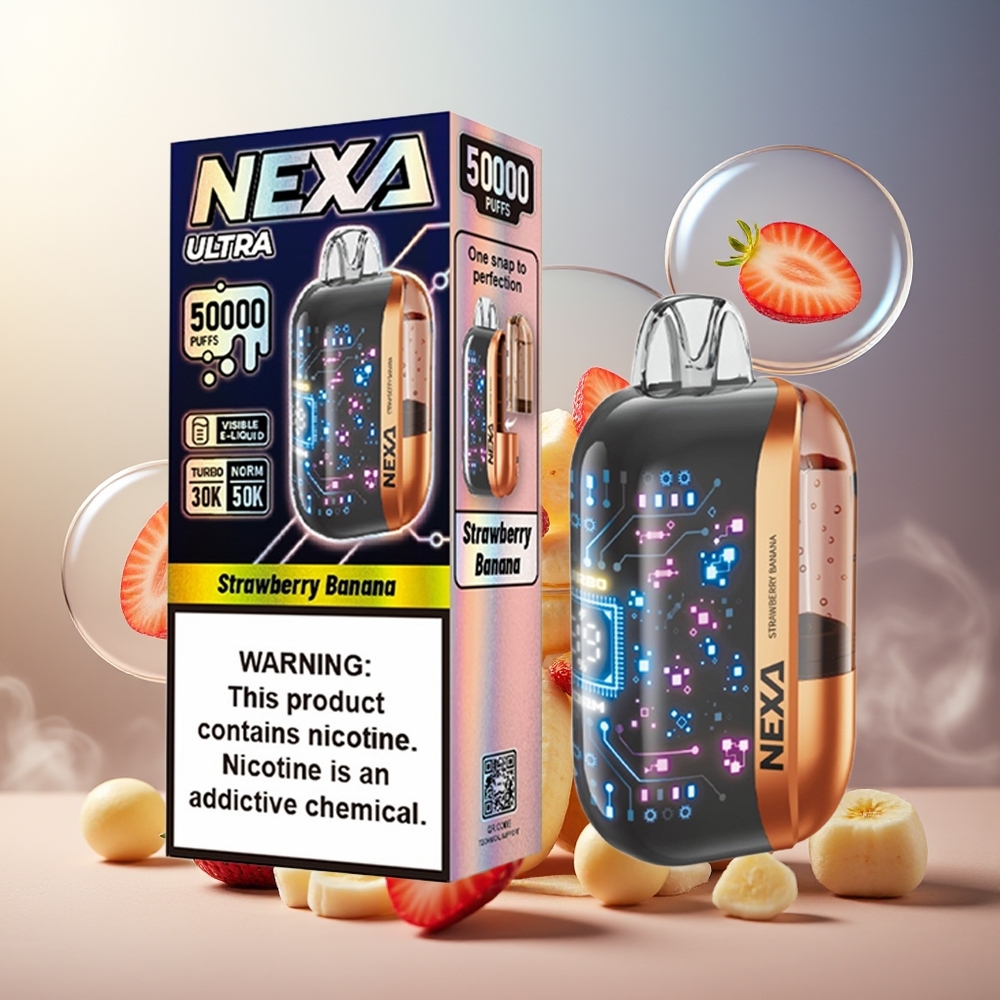 Partihandel Sverige NEXA Ultra 50000 Puffs Jordgubb Banan 20ml 800mAh 5% Typ-C