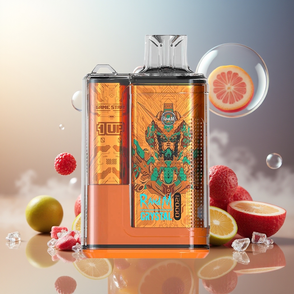 Partihandel Sverige RandM Fumot Crystal 12000 Puffs Engångs Vape Cola Is RGB Laddning Typ-C 20ml