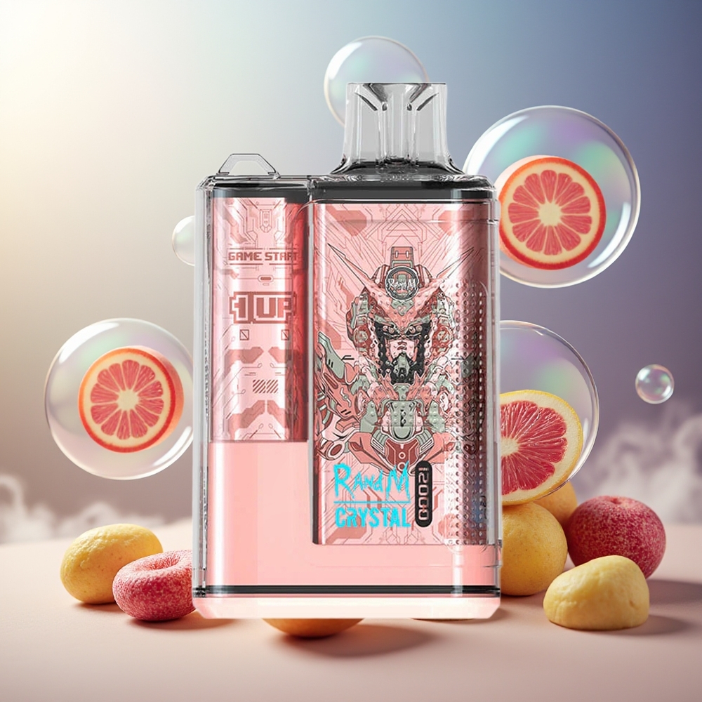 Partihandel Sverige RandM Fumot Crystal 12000 Puffs Engångs Vape Regnbågens Godis RGB 20ml Type-C