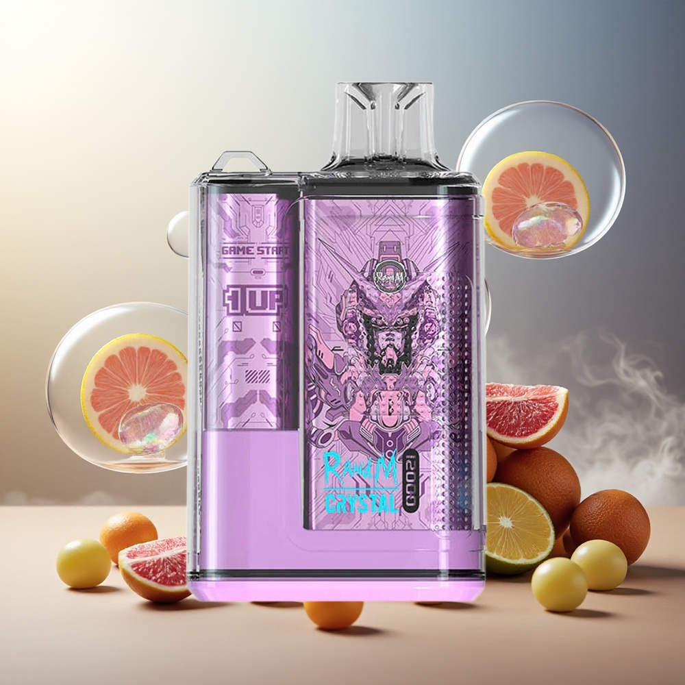 Partihandel Sverige RandM Fumot Crystal 12000 Puffs Engångsvape Aloe Druva RGB 20ml 1.2ohm