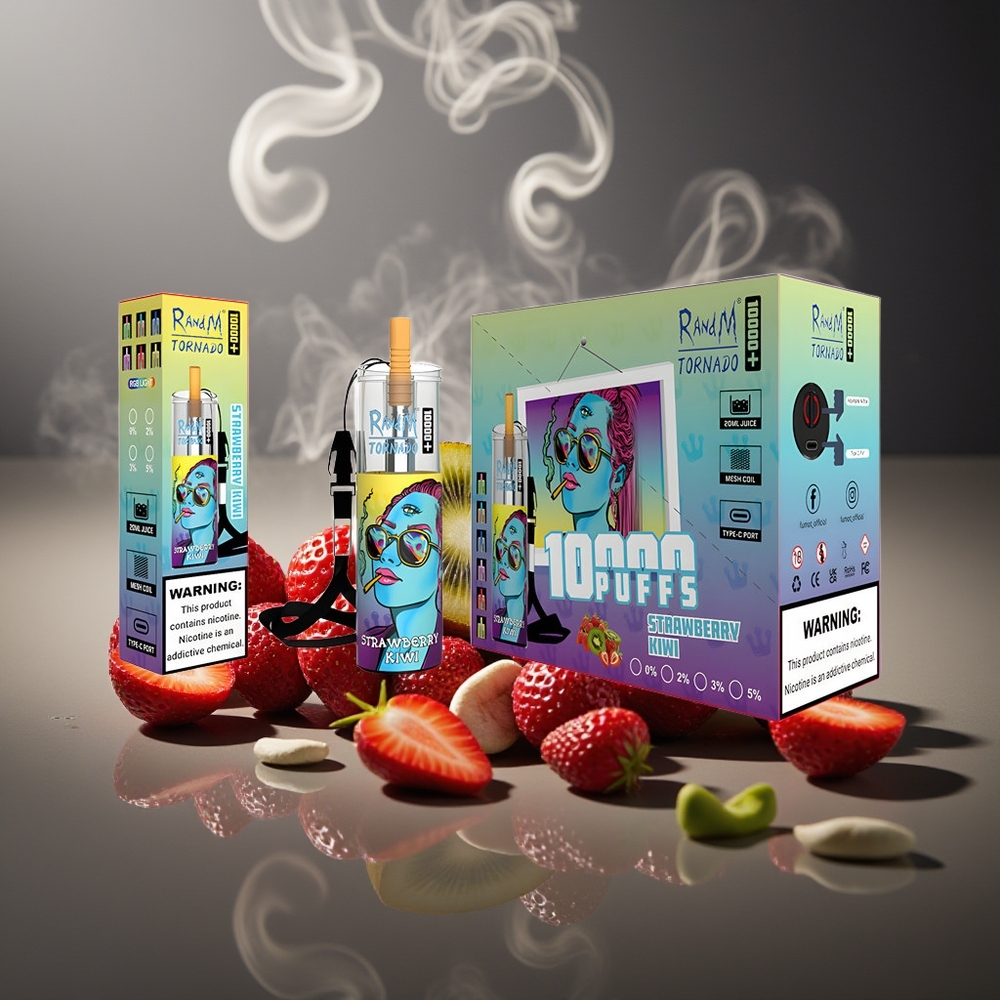 Partihandel Sverige RandM Fumot Original Tornado 10000 Plus 20ml RGB Jordgubb Kiwi