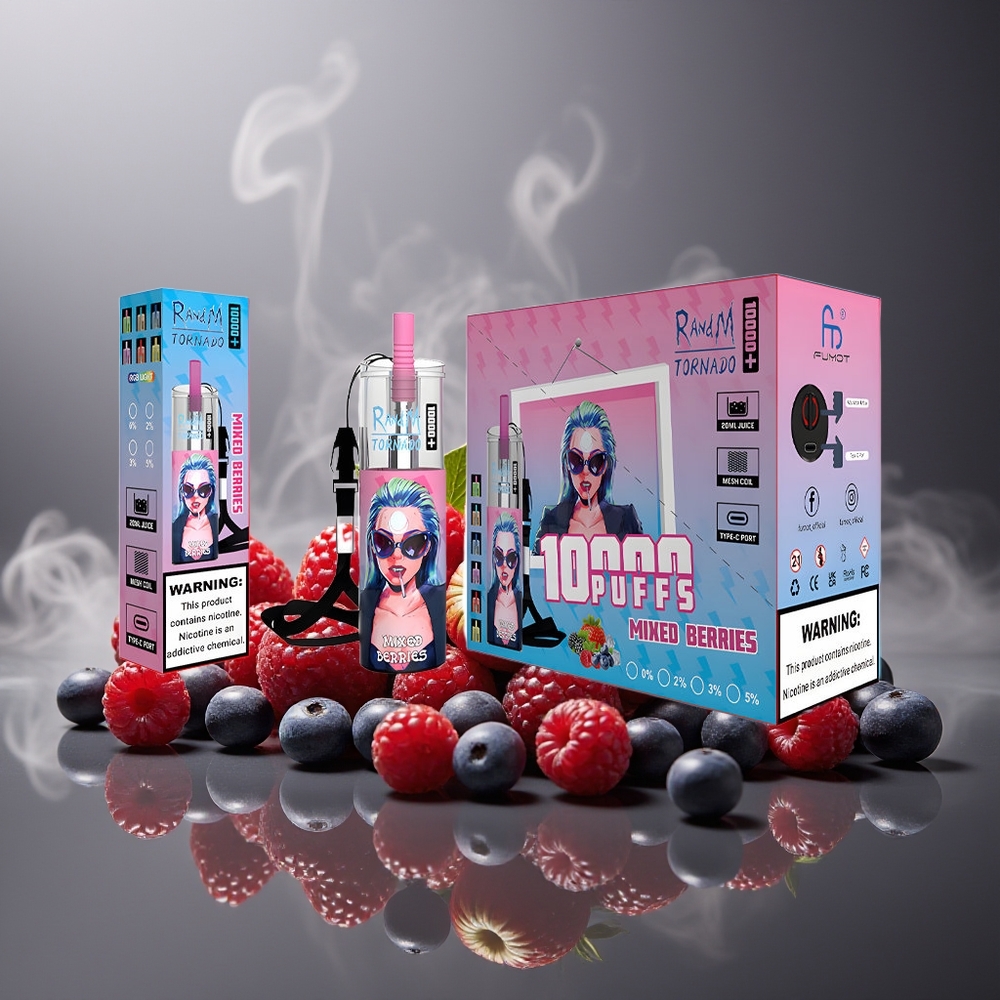Partihandel Sverige RandM Fumot Original Tornado 10000 Plus Disposable Vape Blandade Bär Mesh Coil 20ml Type-C RGB