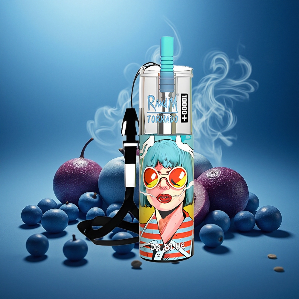 Partihandel Sverige RandM Fumot Original Tornado 10000 Plus Engångs Vape Dr Blå 20ml Mesh RGB Typ-C