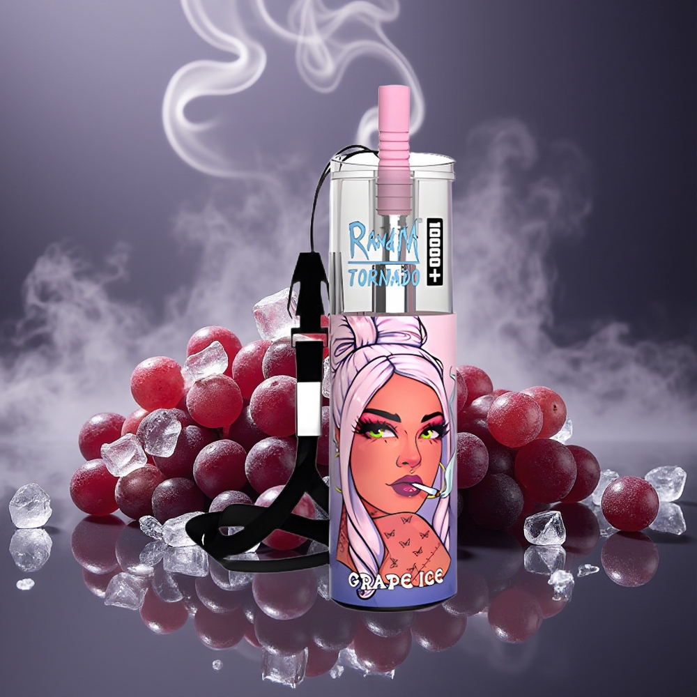 Partihandel Sverige RandM Fumot Original Tornado 10000 Plus Engångsvape Vinterns Gra 20ml Mesh RGB Type-C