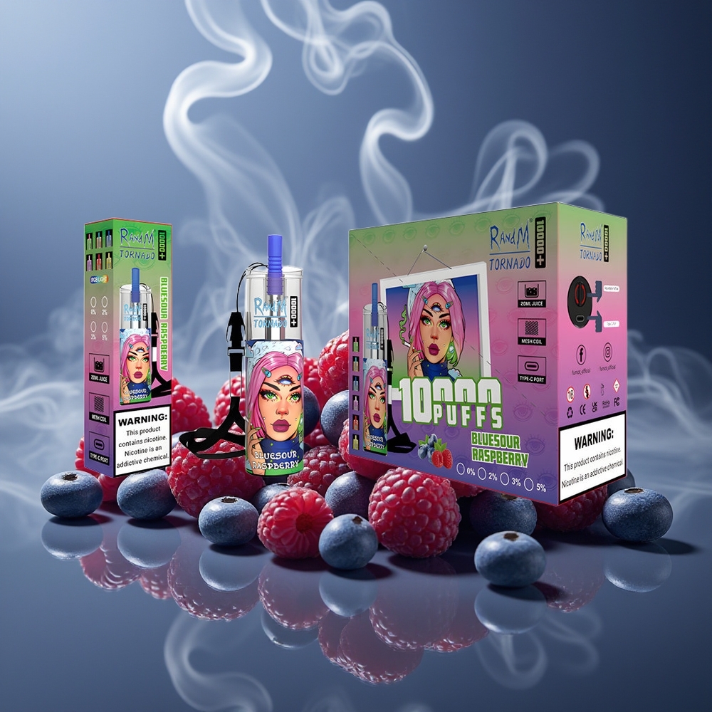 Partihandel Sverige RandM Fumot Original Tornado 10000 Plus Mesh Coil 20 ml Blåsur Hallon