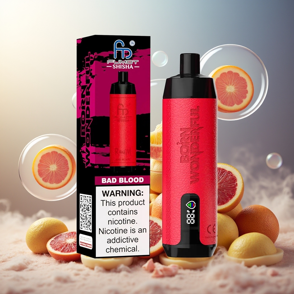 Partihandel Sverige RandM Fumot Shisha 10000 Puffs 18ml Typ-C Laddning 850 mAh Dåligt Blod