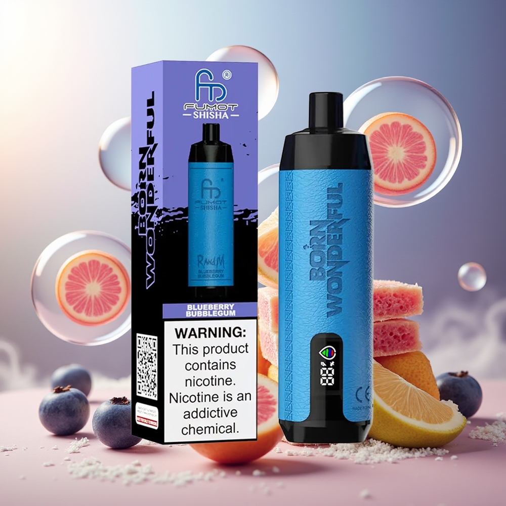 Partihandel Sverige RandM Fumot Shisha 10000 Puffs Blåbär Tuggummi 18ml 850mAh Type-C