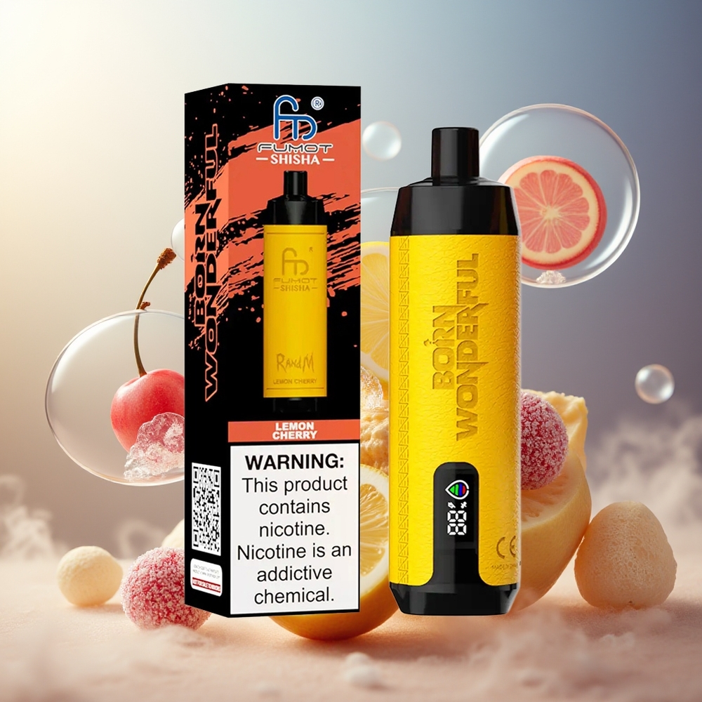 Partihandel Sverige RandM Fumot Shisha 10000 Puffs Engångs Vape Citron Körsbär 18ml 850mAh