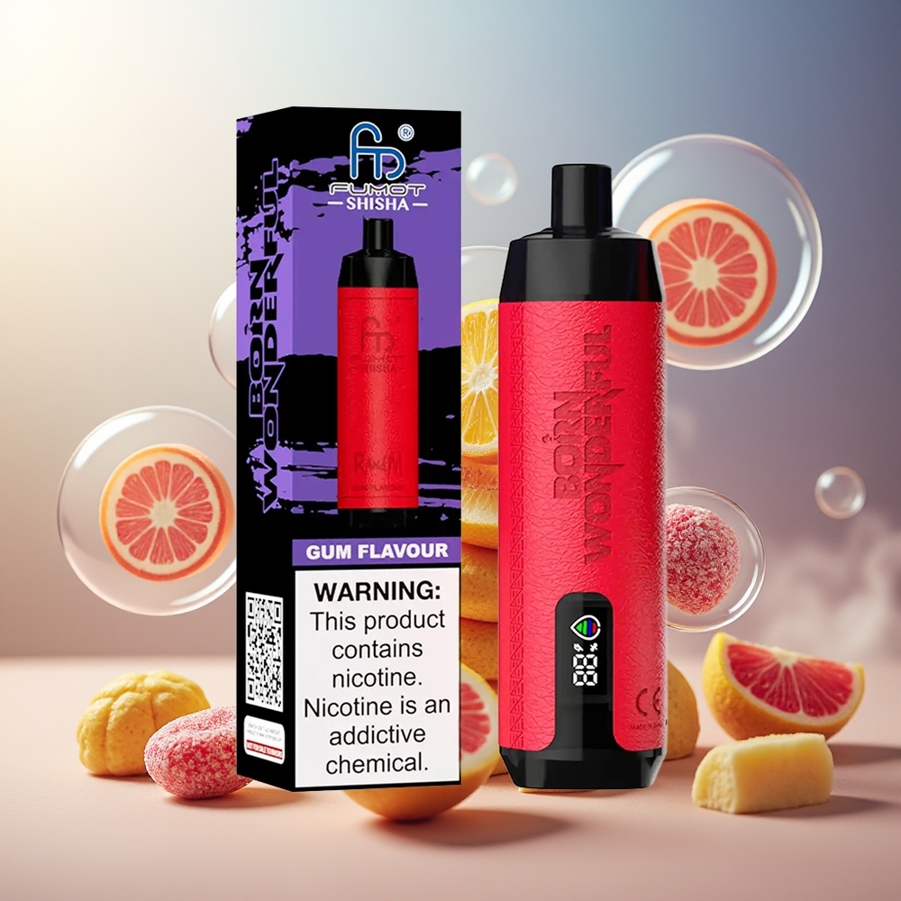 Partihandel Sverige RandM Fumot Shisha 10000 Puffs Engångs Vape Tygummi 18ml TypC 850mAh 0.6ohm