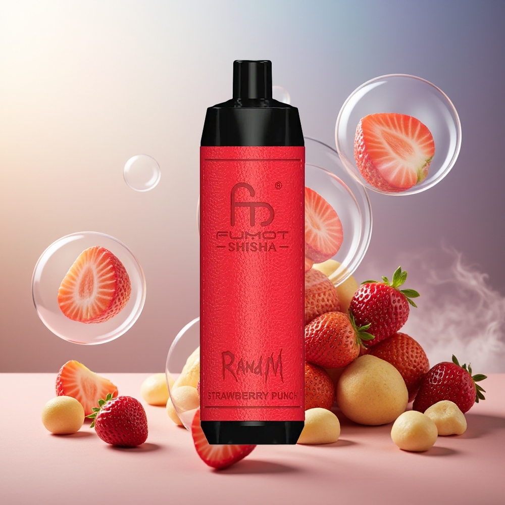 Partihandel Sverige RandM Fumot Shisha 10000 Puffs Engångsvape Jordgubbspunch 18ml 850mAh Typ-C
