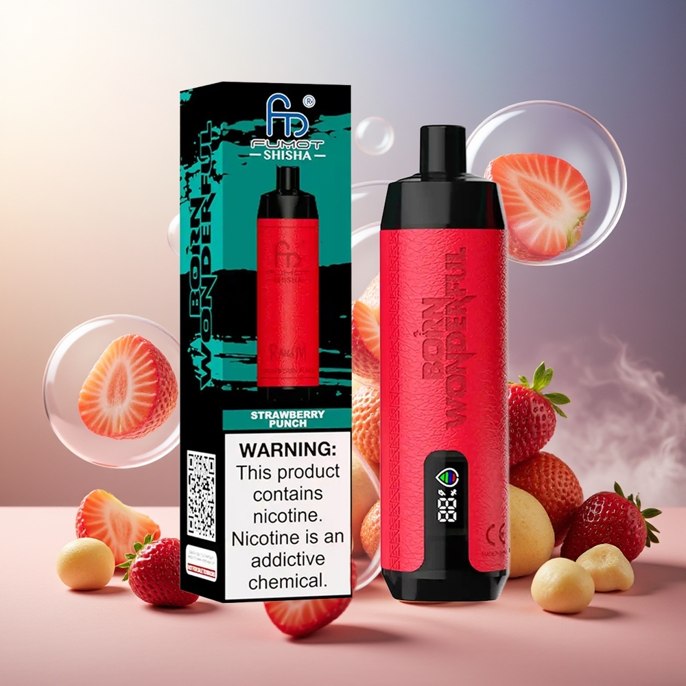 Partihandel Sverige RandM Fumot Shisha 10000 Puffs Engångsvape Jordgubbspunch 18ml 850mAh Typ-C