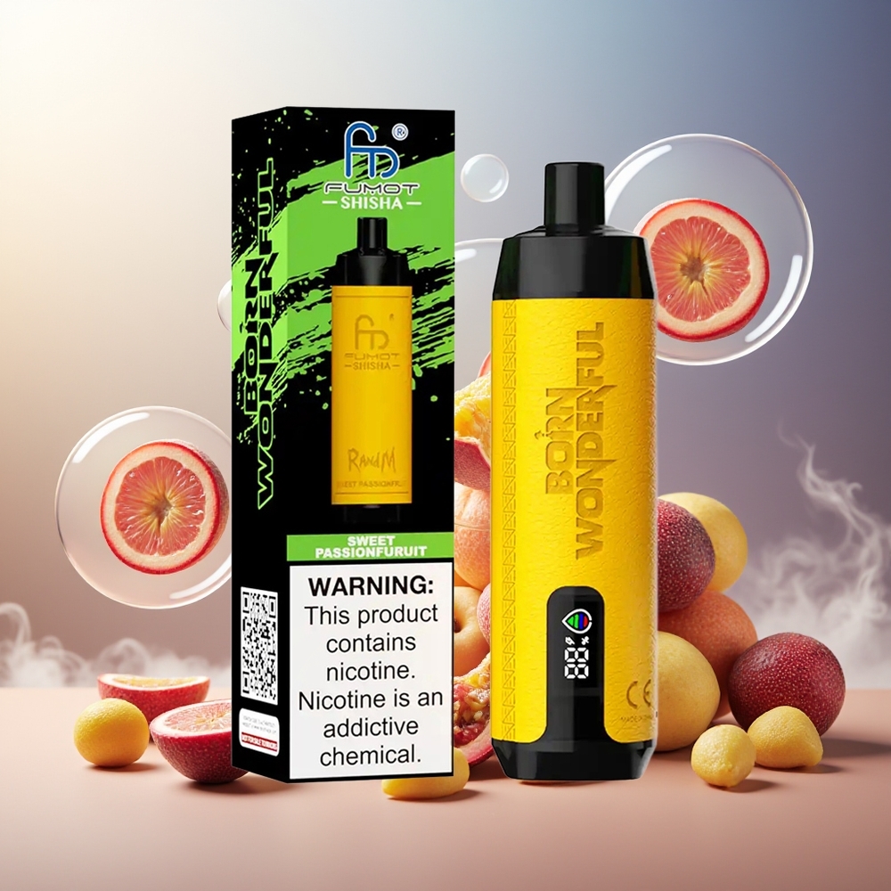 Partihandel Sverige RandM Fumot Shisha 10000 Puffs Söt Passionsfrukt 18ml Typ-C 850mAh