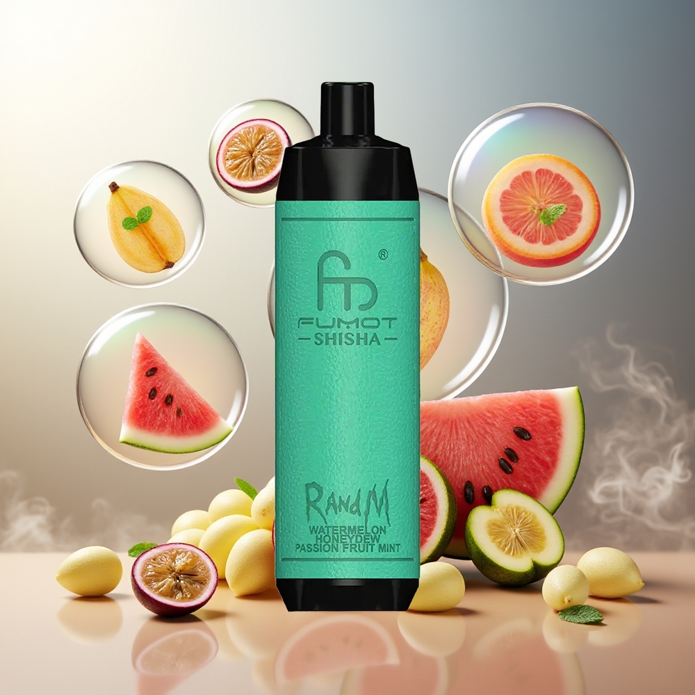 Partihandel Sverige RandM Fumot Shisha 10000 Puffs Vattenmelon Honungsmelon Passionfrukt Mint 18ml 850mAh Type-C