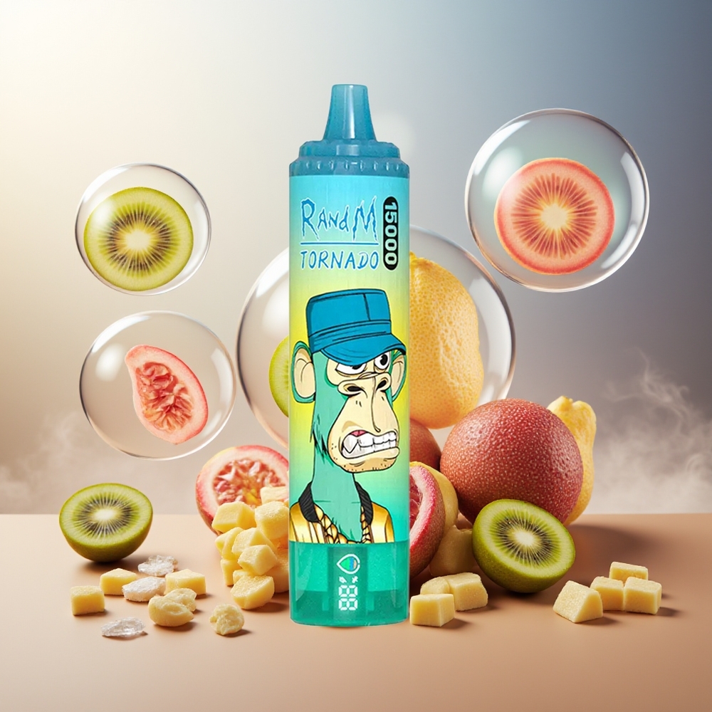 Partihandel Sverige RandM Fumot Tornado 15000 25ml 850mAh Kiwi Passionfrukt Guava